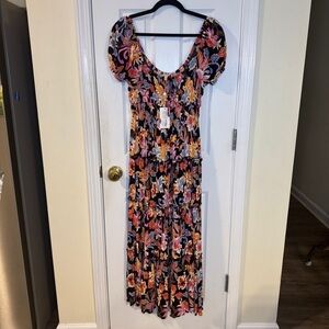 Chelsea & Violet Smocked Floral Puff Sleeve Maxi Dress | Size Small | NWT